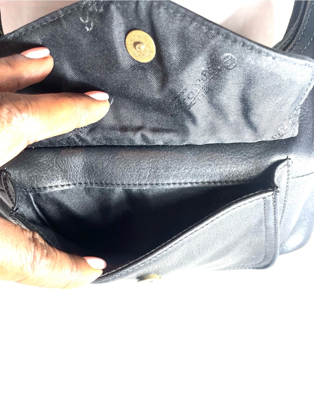 Vintage Fossil 75082 Black 100% Genuine Leather Baguette Shoulder Bag Y2K - Picture 6 of 16